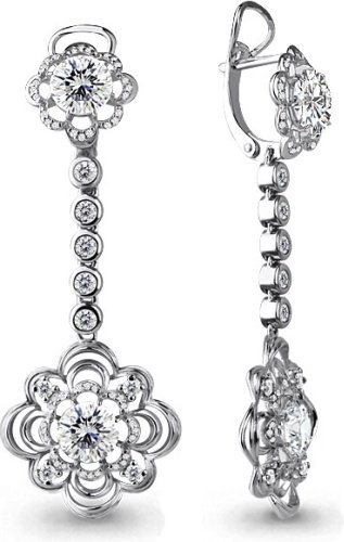 Серьги AQUAMARINE 43759А вес 10.01 г серебро, фианит купить,220299