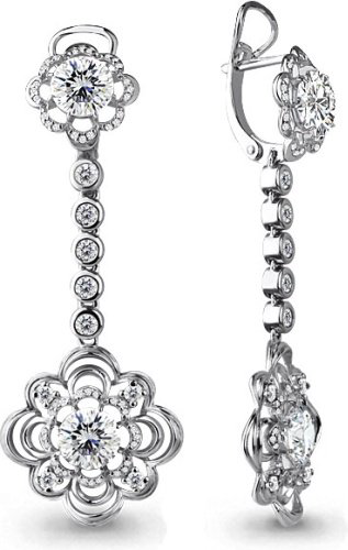 Серьги AQUAMARINE 43759А вес 10.01 г серебро, фианит купить,220299