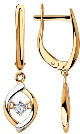 Серьги SOKOLOV 028350 вес 2.85 г золото, фианит купить,294381