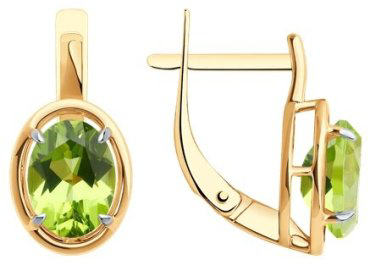 Серьги Diamant 51-320-01927-3 вес 2.78 г золото, хризолит купить,268867