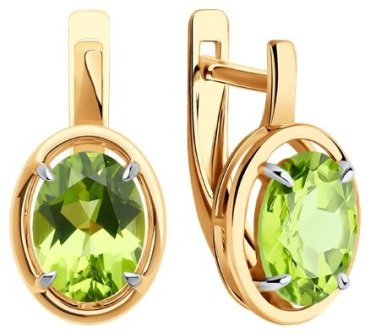 Серьги Diamant 51-320-01927-3 вес 2.78 г золото, хризолит купить,268867