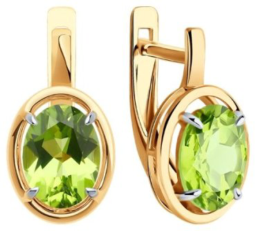Серьги Diamant 51-320-01927-3 вес 2.78 г золото, хризолит купить,268867