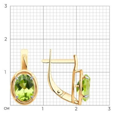 Серьги Diamant 51-320-01927-3 вес 2.78 г золото, хризолит купить,268867