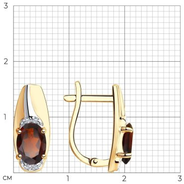 Серьги SOKOLOV 726004 вес 3.05 г золото, фианит, гранат купить,270150