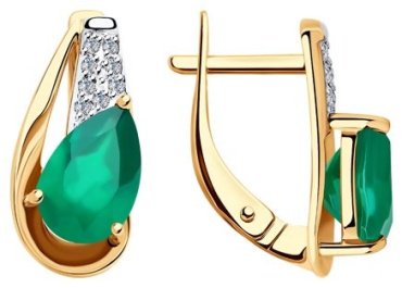 Серьги Diamant 51-320-00149-1 вес 3.07 г золото, агат