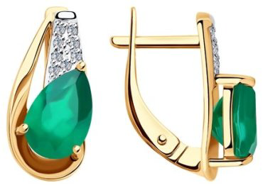 Серьги Diamant 51-320-00149-1 вес 3.07 г золото, агат