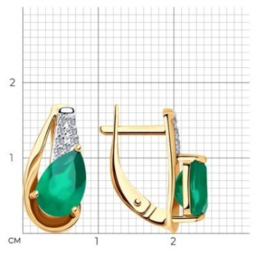 Серьги Diamant 51-320-00149-1 вес 3.07 г золото, агат