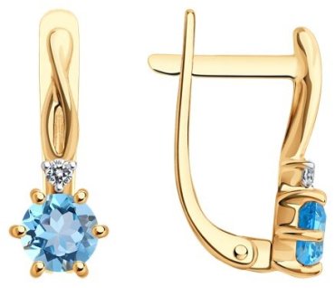 Серьги SOKOLOV 728605 вес 1.65 г золото, топаз купить,NaN