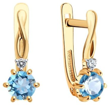 Серьги SOKOLOV 728605 вес 1.65 г золото, топаз купить,NaN