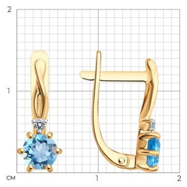 Серьги SOKOLOV 728605 вес 1.65 г золото, топаз купить,NaN