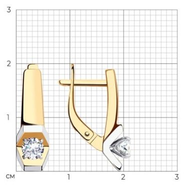 Серьги SOKOLOV 028645 вес 2.84 г золото, фианит купить,255011
