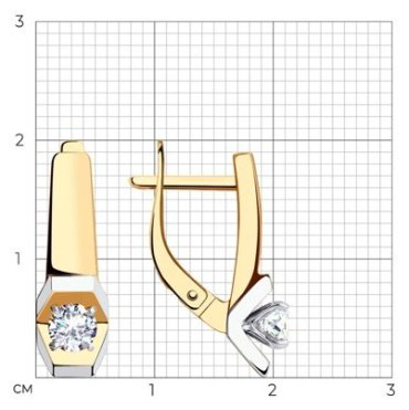Серьги SOKOLOV 028645 вес 2.84 г золото, фианит купить,255011