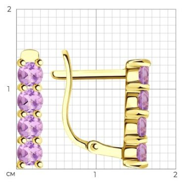 Серьги Diamant 53-320-01632-4 вес 2.44 г золото, аметист купить,167590