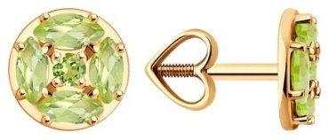 Пусеты Diamant 51-322-02209-2 вес 1.42 г золото, хризолит купить,139924