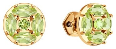 Пусеты Diamant 51-322-02209-2 вес 1.42 г золото, хризолит купить,139924
