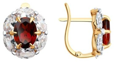 Серьги Diamant 51-320-02291-2 вес 4.24 г золото, гранат купить,298900
