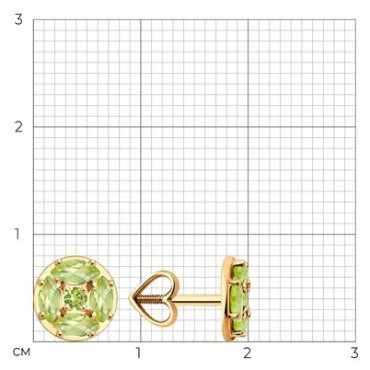 Пусеты Diamant 51-322-02209-2 вес 1.42 г золото, хризолит купить,139924