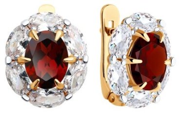 Серьги Diamant 51-320-02291-2 вес 4.24 г золото, гранат купить,298900