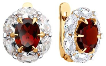 Серьги Diamant 51-320-02291-2 вес 4.24 г золото, гранат купить,298900
