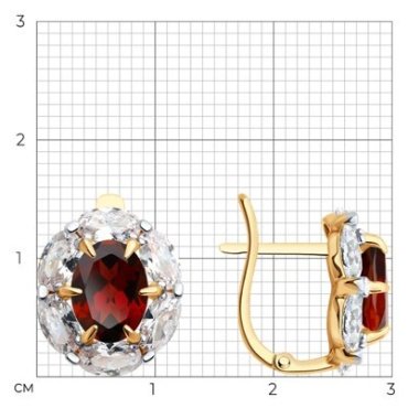 Серьги Diamant 51-320-02291-2 вес 4.24 г золото, гранат купить,298900