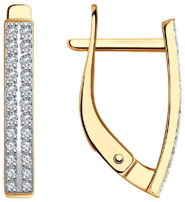 Серьги Diamant 51-120-02089-1 вес 1.7 г золото, фианит купить,141830