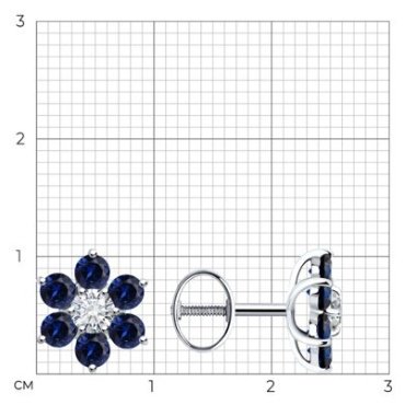 Пусеты SOKOLOV 728715-3 вес 1.91 г золото, сапфир купить,225778