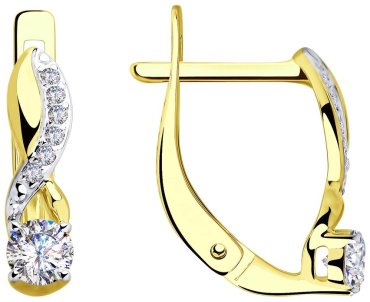 Серьги SOKOLOV 028217-2 вес 1.95 г золото, фианит купить,NaN