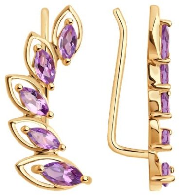 Серьги Diamant 51-320-02066-2 вес 2.23 г золото, аметист купить,235207