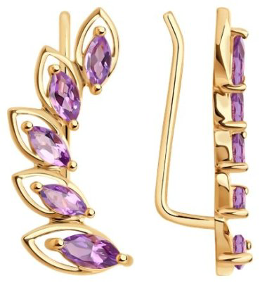 Серьги Diamant 51-320-02066-2 вес 2.23 г золото, аметист купить,235207