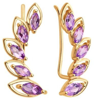 Серьги Diamant 51-320-02066-2 вес 2.23 г золото, аметист купить,235207
