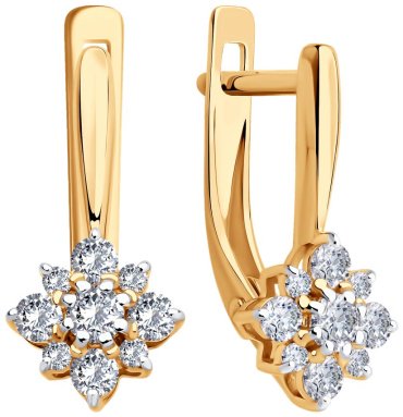 Серьги Diamant 51-120-02877-1 вес 2.37 г золото, фианит купить,242199