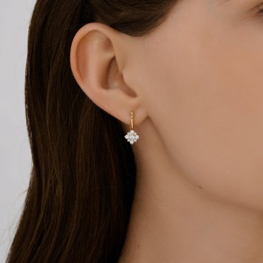 Серьги Diamant 51-120-02877-1 вес 2.37 г золото, фианит купить,242199