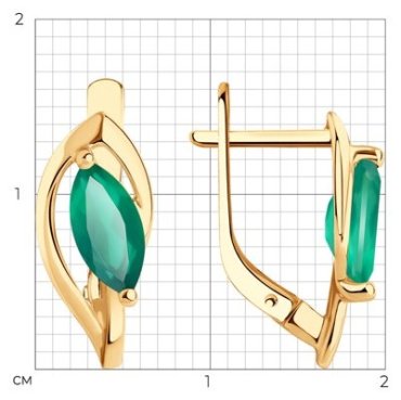 Серьги Diamant ПД51-320-00974-2 вес 2.32 г золото, агат купить,244020