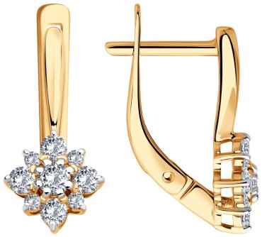 Серьги Diamant 51-120-02877-1 вес 2.37 г золото, фианит купить,242199