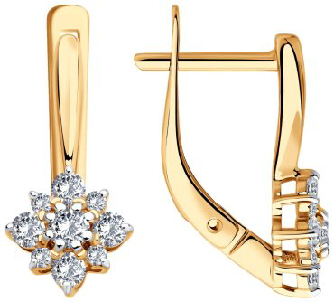 Серьги Diamant 51-120-02877-1 вес 2.37 г золото, фианит купить,242199