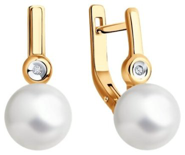 Серьги Diamant 51-220-01876-1 вес 3.59 г золото, жемчуг купить,311387