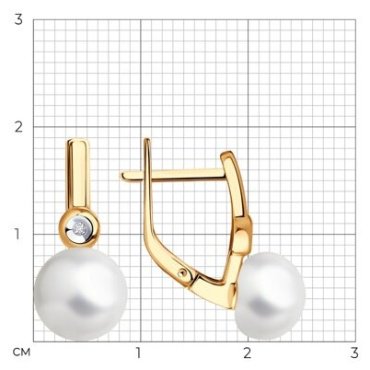 Серьги Diamant 51-220-01876-1 вес 3.59 г золото, жемчуг купить,311387