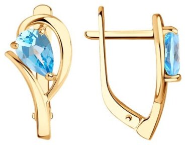 Серьги Diamant 51-320-00971-1 вес 2.28 г золото, топаз купить,245577