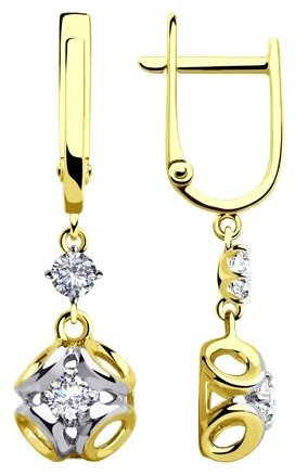 Серьги Diamant 53-121-00510-1 вес 2.99 г золото, фианит купить,255619