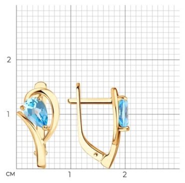 Серьги Diamant 51-320-00971-1 вес 2.28 г золото, топаз купить,245577