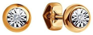 Серьги Diamant 51-222-01074-2 вес 1.42 г золото, бриллиант купить,326345