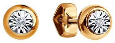 Серьги Diamant 51-222-01074-2 вес 1.42 г золото, бриллиант купить,326345