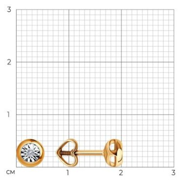 Серьги Diamant 51-222-01074-2 вес 1.42 г золото, бриллиант купить,326345