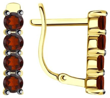 Серьги Diamant 53-320-01632-3 вес 2.452 г золото, гранат купить,214024