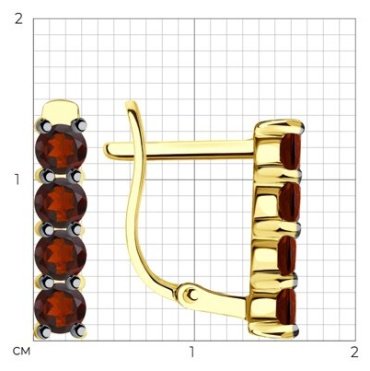 Серьги Diamant 53-320-01632-3 вес 2.452 г золото, гранат купить,214024