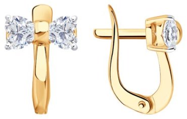 Серьги Diamant 51-120-02846-1_s вес 2.04 г золото, фианит купить,164949