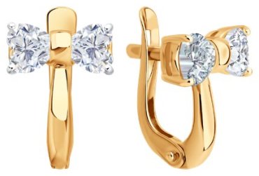 Серьги Diamant 51-120-02846-1_s вес 2.04 г золото, фианит купить,164949