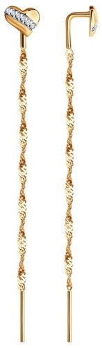 Серьги-цепочки SOKOLOV 025971 вес 1.54 г золото, фианит купить,NaN