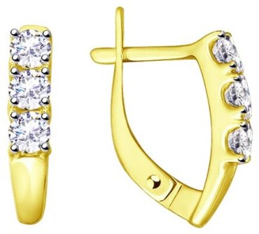 Серьги Diamant V53-120-00096-1 вес 2.18 г золото, фианит купить,182640