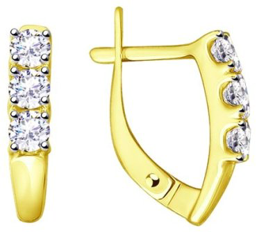 Серьги Diamant V53-120-00096-1 вес 2.18 г золото, фианит купить,182640